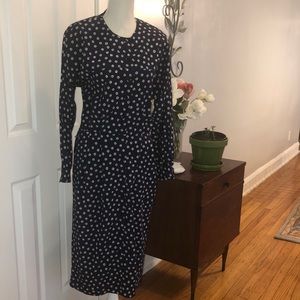 Talbots Women's Long Sleeve Button Front Navy Blue Dress Size 8